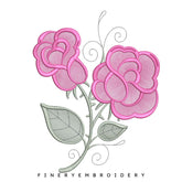Elegant Pink Roses Embroidery Design - 7 Sizes Available | FineryEmbroidery - FineryEmbroidery